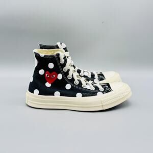 Converse Shoes Womens 6 Black Canvas Polka Dot CDG Play Chuck Taylor Sneakers